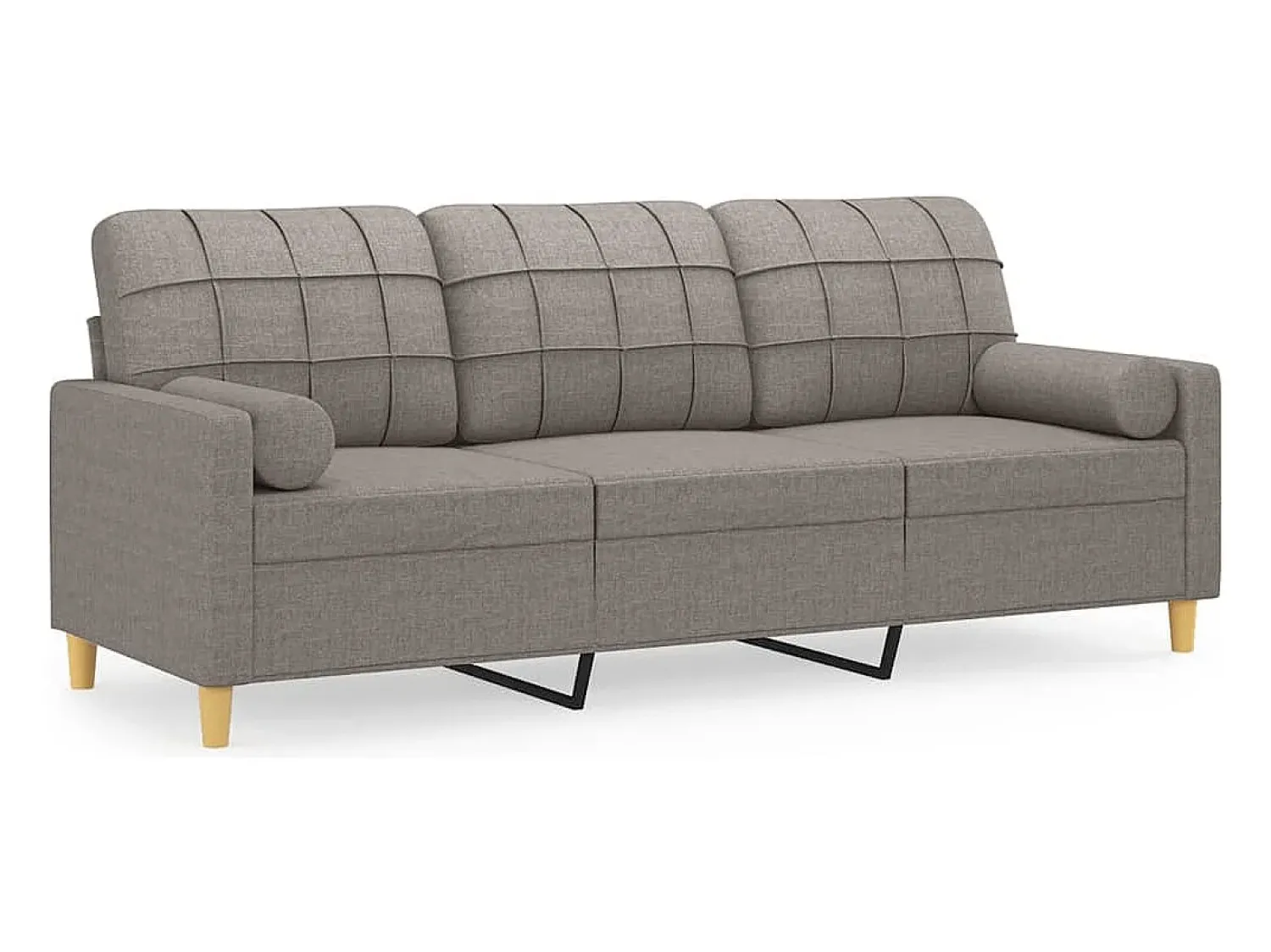 Sofá*vidaxl Sofá 3 lug. +almofadas decoração 180cm tecido cinza-acastanhado Taupe