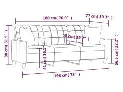 Online vidaxl Sofá 3 lug. c/ almofadas 180 cm couro artificial tinto Vermelho