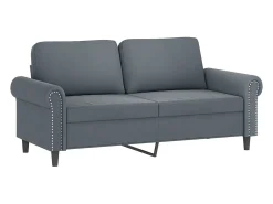 Sofá 2 lug. c/ almofadas decorativas 140 cm veludo cinza-escuro PT759540^ Sofá
