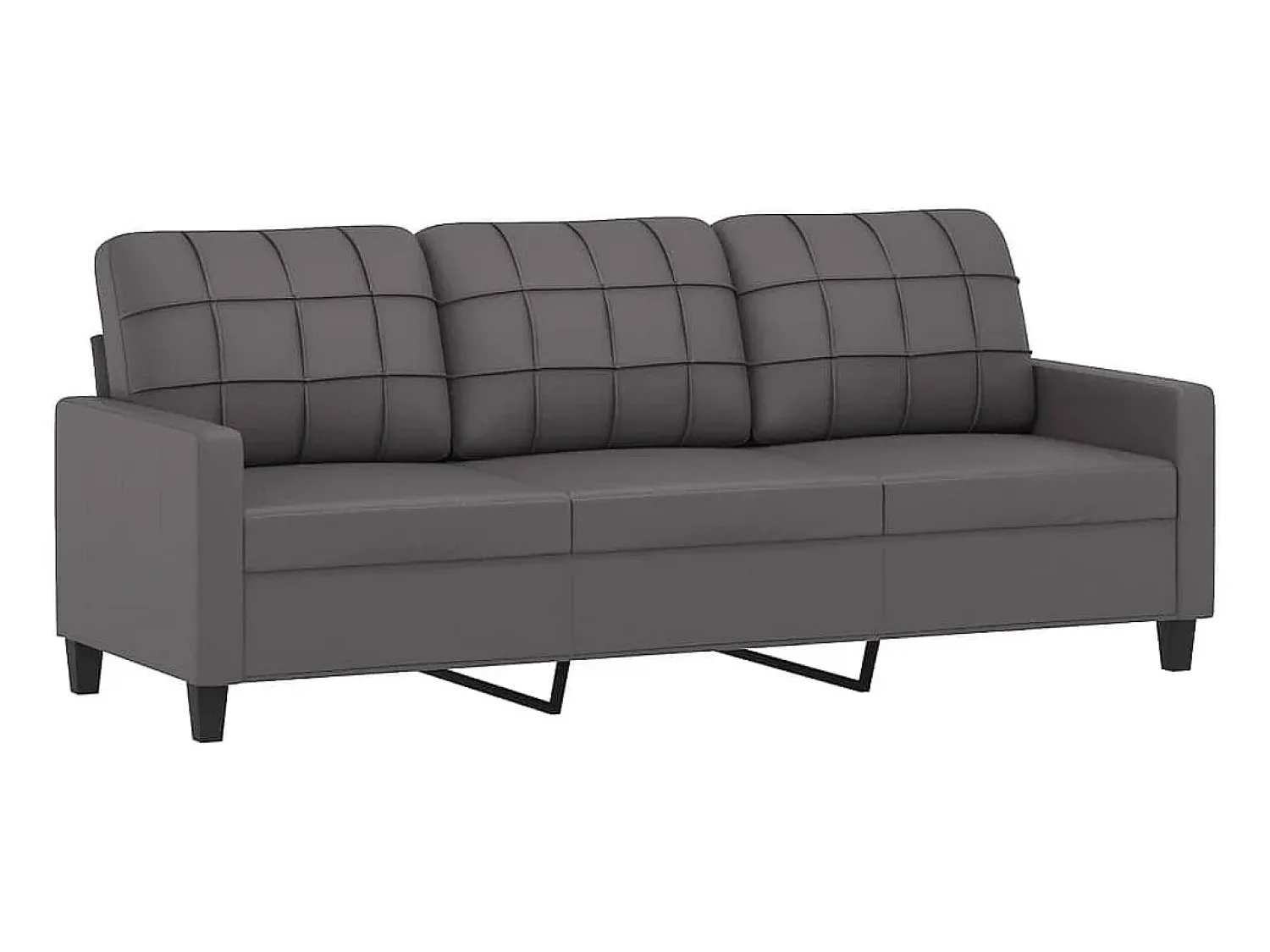 Sofá* Sofá 3 lug. c/ almofadas decorativas 180 cm couro artif. cinza PT473917 Cinzento