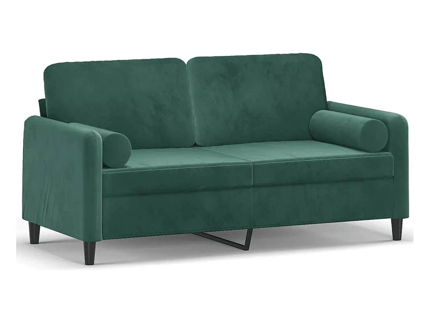New Sofá 2 lug. c/ almofadas decorativas 140cm veludo -escuro PT733277 Verde