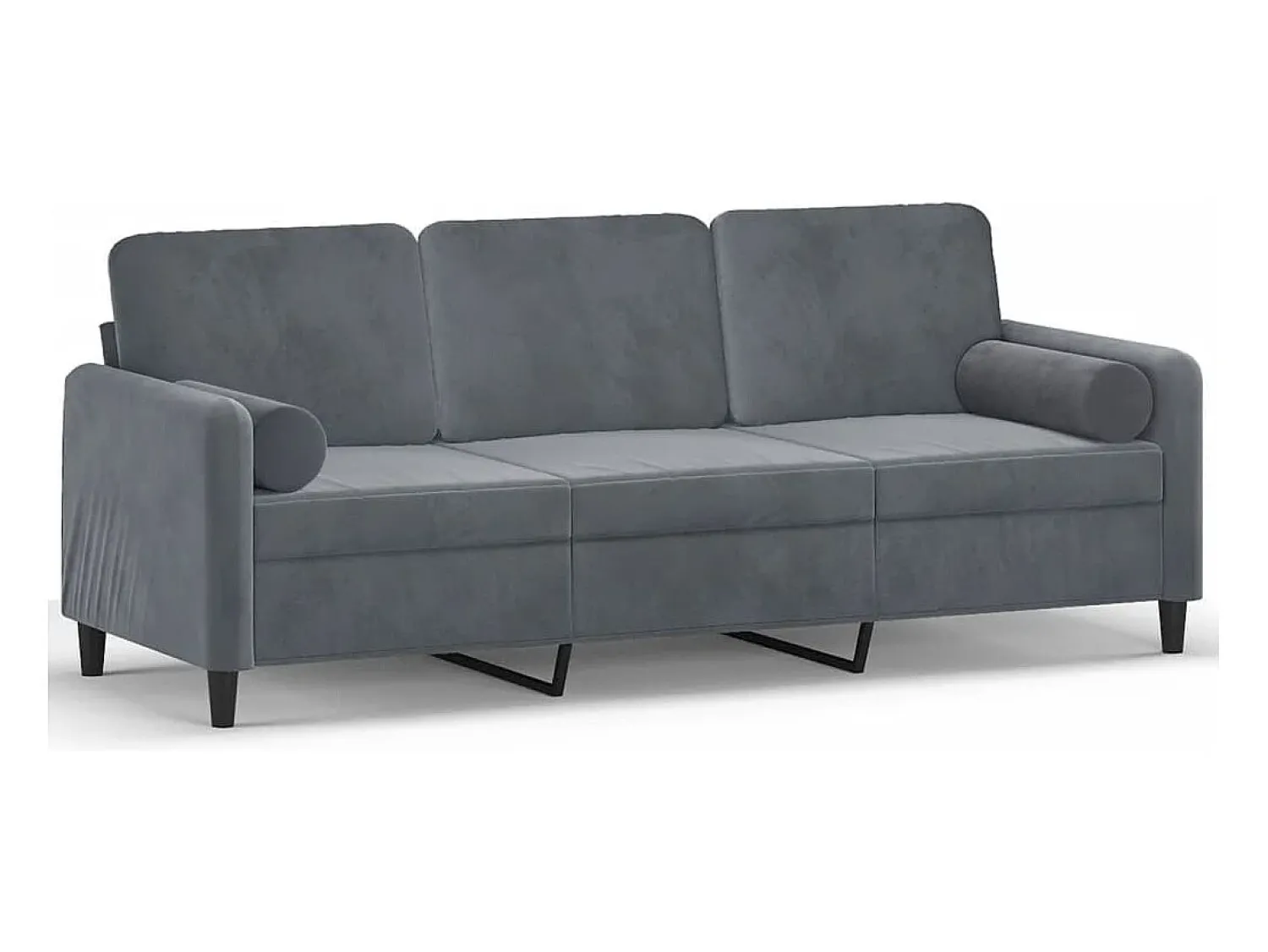 Sofá* Sofá 3 lug. c/ almofadas decorativas 180 cm veludo cinza-escuro PT205070 Cinzento