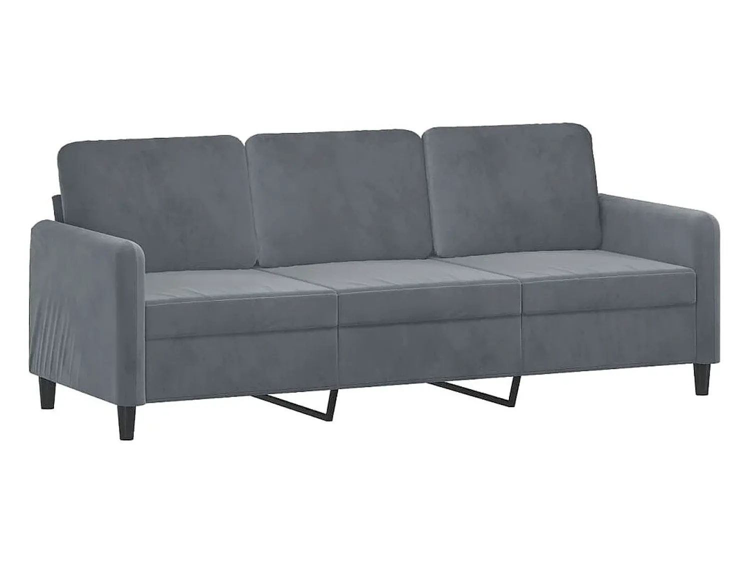 Sofá* Sofá 3 lug. c/ almofadas decorativas 180 cm veludo cinza-escuro PT205070 Cinzento