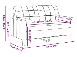 Sofá*vidaxl Sofá 2 lug. c/ almofadas decorativas 120 cm veludo cinza-escuro Cinzento