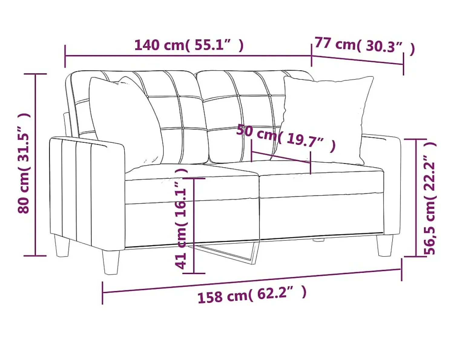 Sofá*vidaxl Sofá 2 lugares + almofadas 140 cm couro artificial cappuccino Castanho