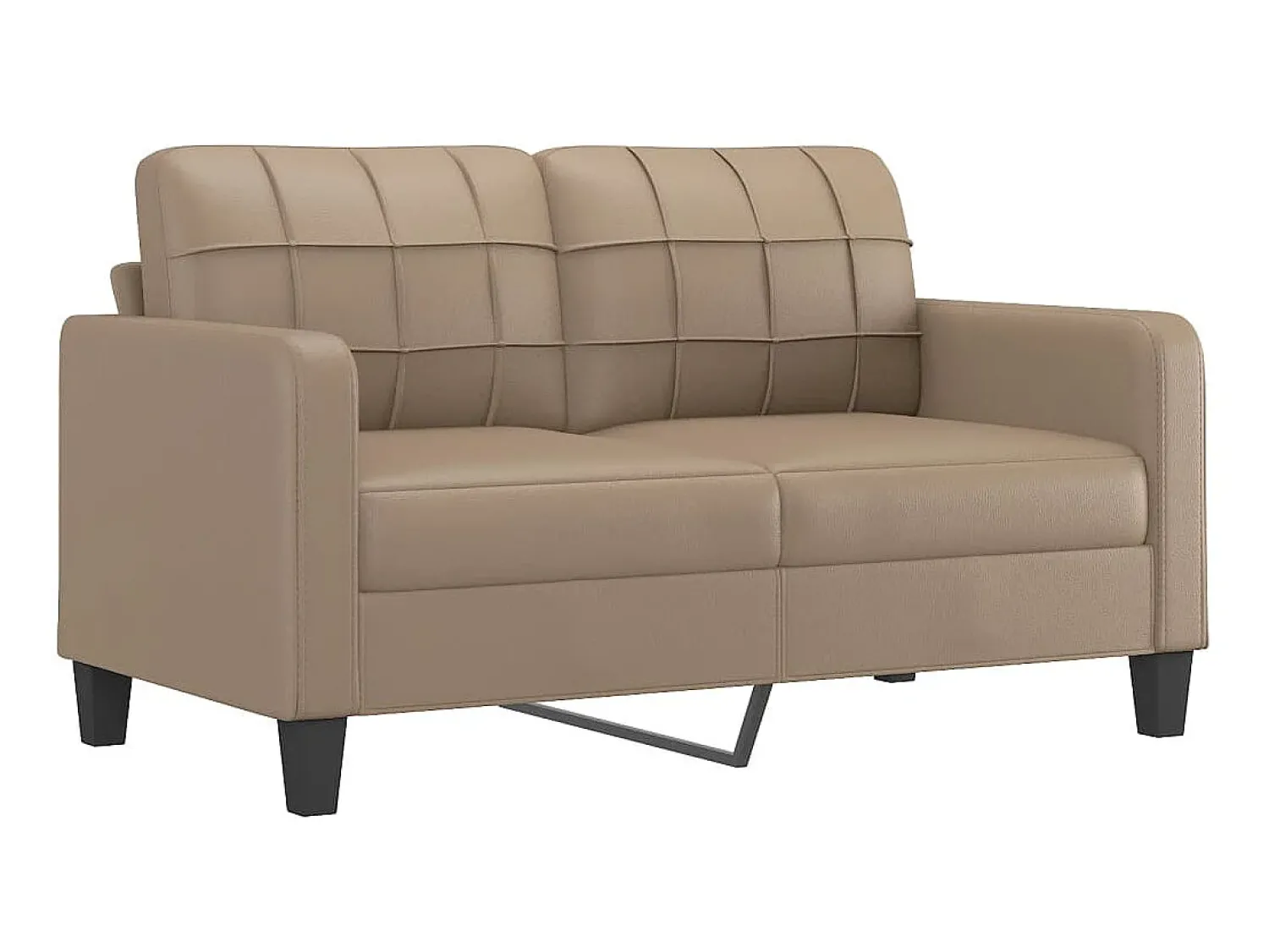 Outlet Sofá 2 lugares + almofadas 140 cm couro artificial cappuccino PT594714 Castanho