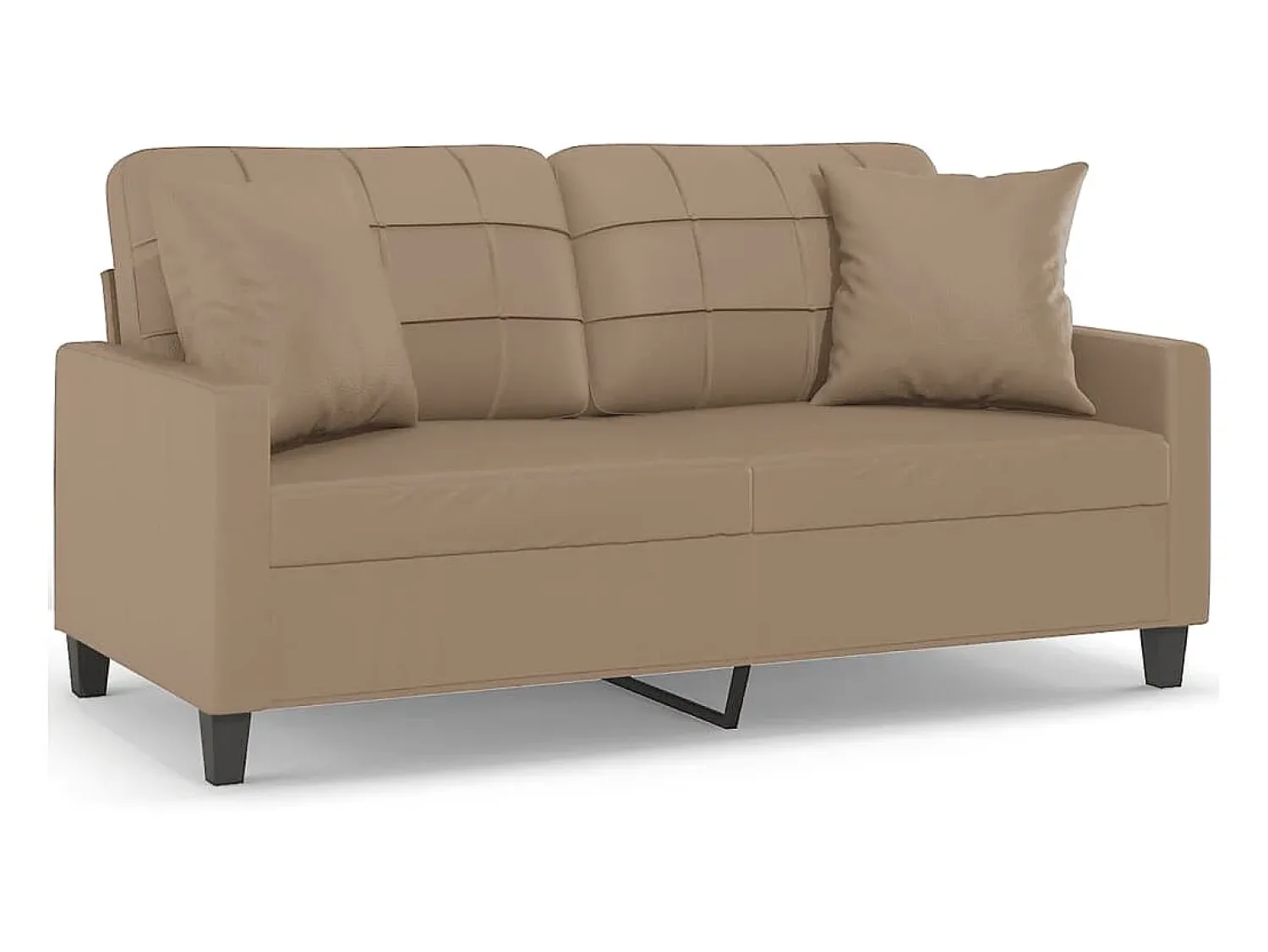 Outlet Sofá 2 lugares + almofadas 140 cm couro artificial cappuccino PT594714 Castanho