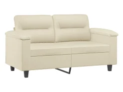 Clearance Sofá 2 lugares + almofadas decorativas 120cm couro artif. PT629917 Creme