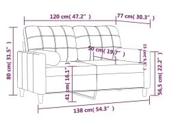 vidaxl Sofá 2 lugares + almofadas decorativas 120 cm tecido cor^ Sofá