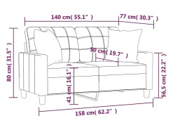 vidaxl Sofá 2 lugares + almofadas decoração 140 cm couro artif.^ Sofá