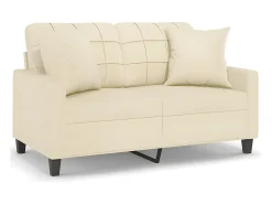 Online Sofá 2 lugares + almofadas decorativas 120cm couro artif. PT567175 Creme