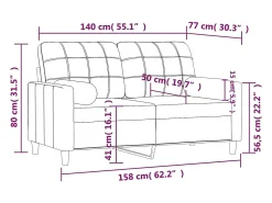 vidaxl Sofá 2 lugares + almofadas decorativas 140 cm tecido^ Sofá