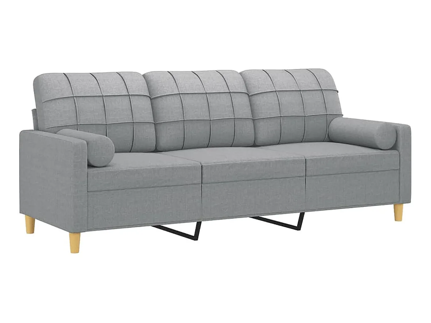 Sofá* Sofá 3 lugares + almofadas decorativas 180cm tecido cinza-claro PT508512 Cinzento