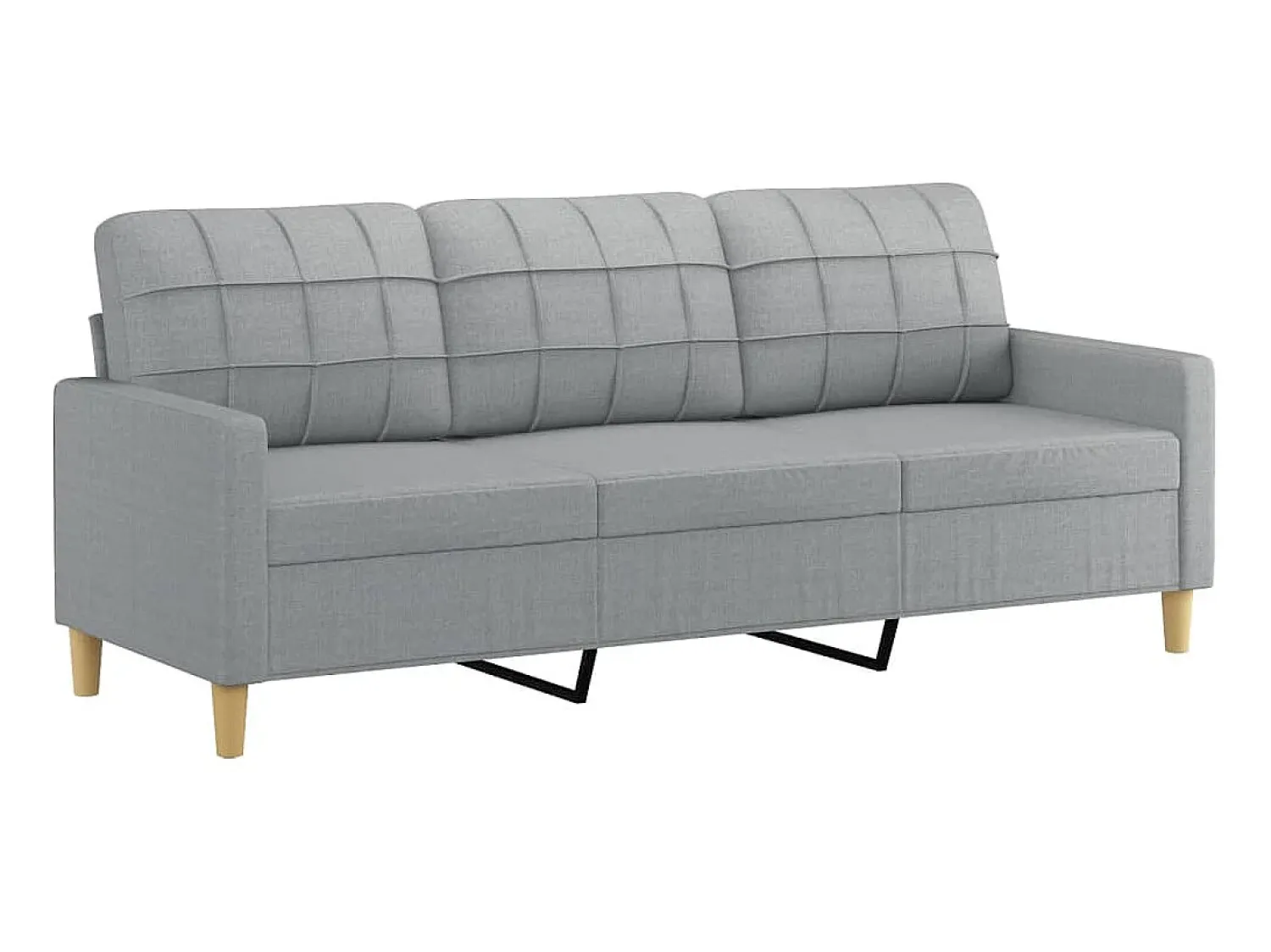 Sofá* Sofá 3 lugares + almofadas decorativas 180cm tecido cinza-claro PT508512 Cinzento