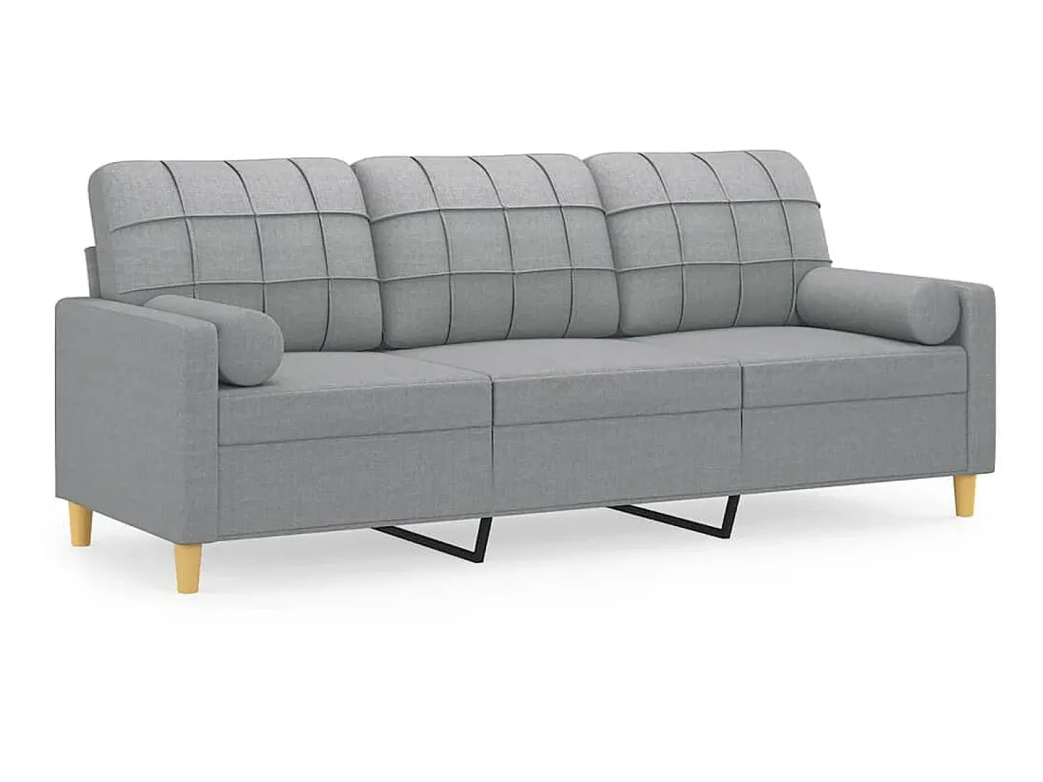 Sofá* Sofá 3 lugares + almofadas decorativas 180cm tecido cinza-claro PT508512 Cinzento