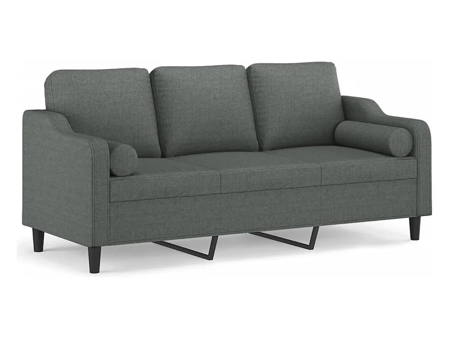 Sofá* Sofá 3 lugares + almofadas decoração 180 cm tecido cinza-escuro PT795706 Cinzento