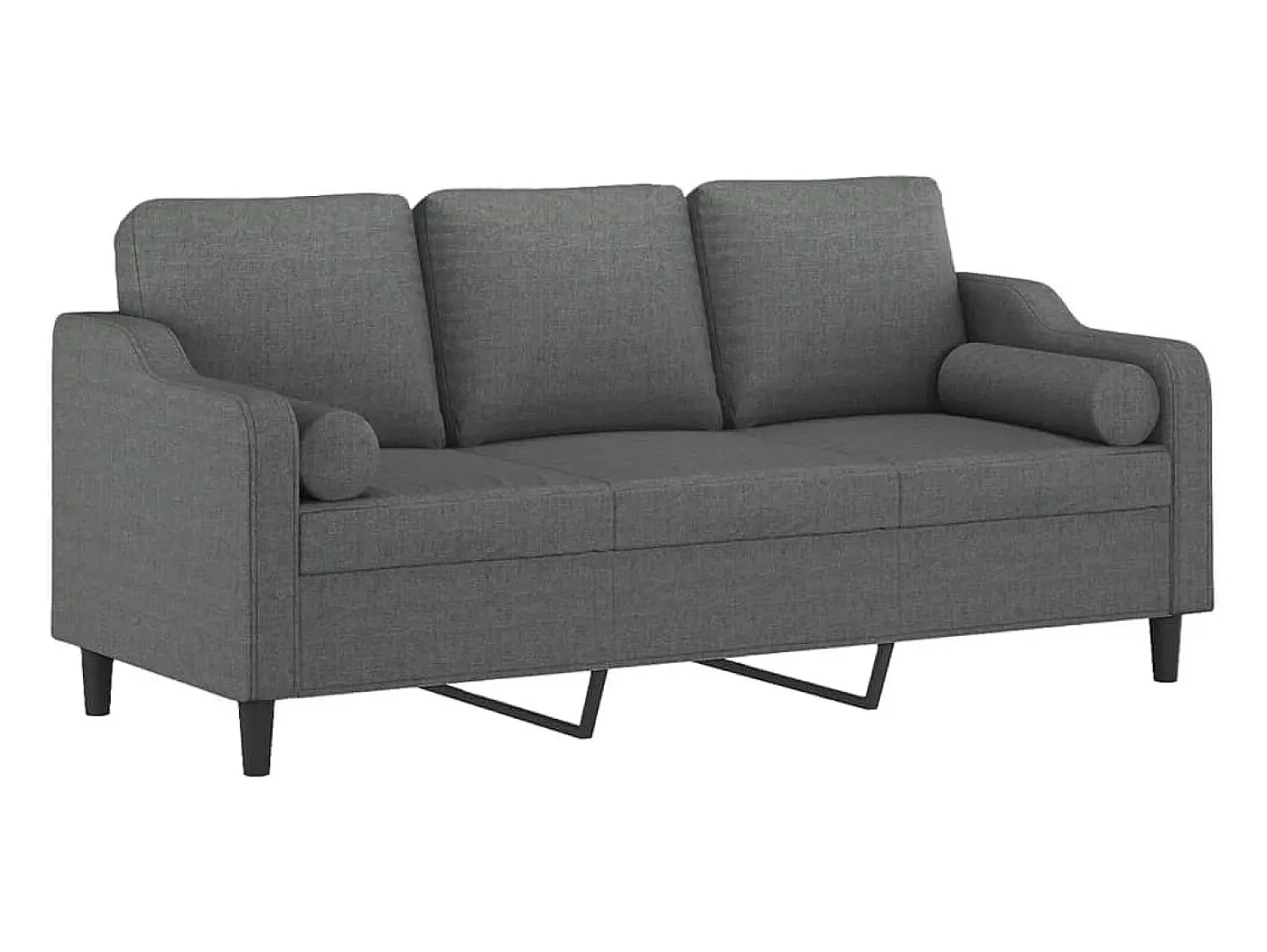 Sofá* Sofá 3 lugares + almofadas decoração 180 cm tecido cinza-escuro PT795706 Cinzento