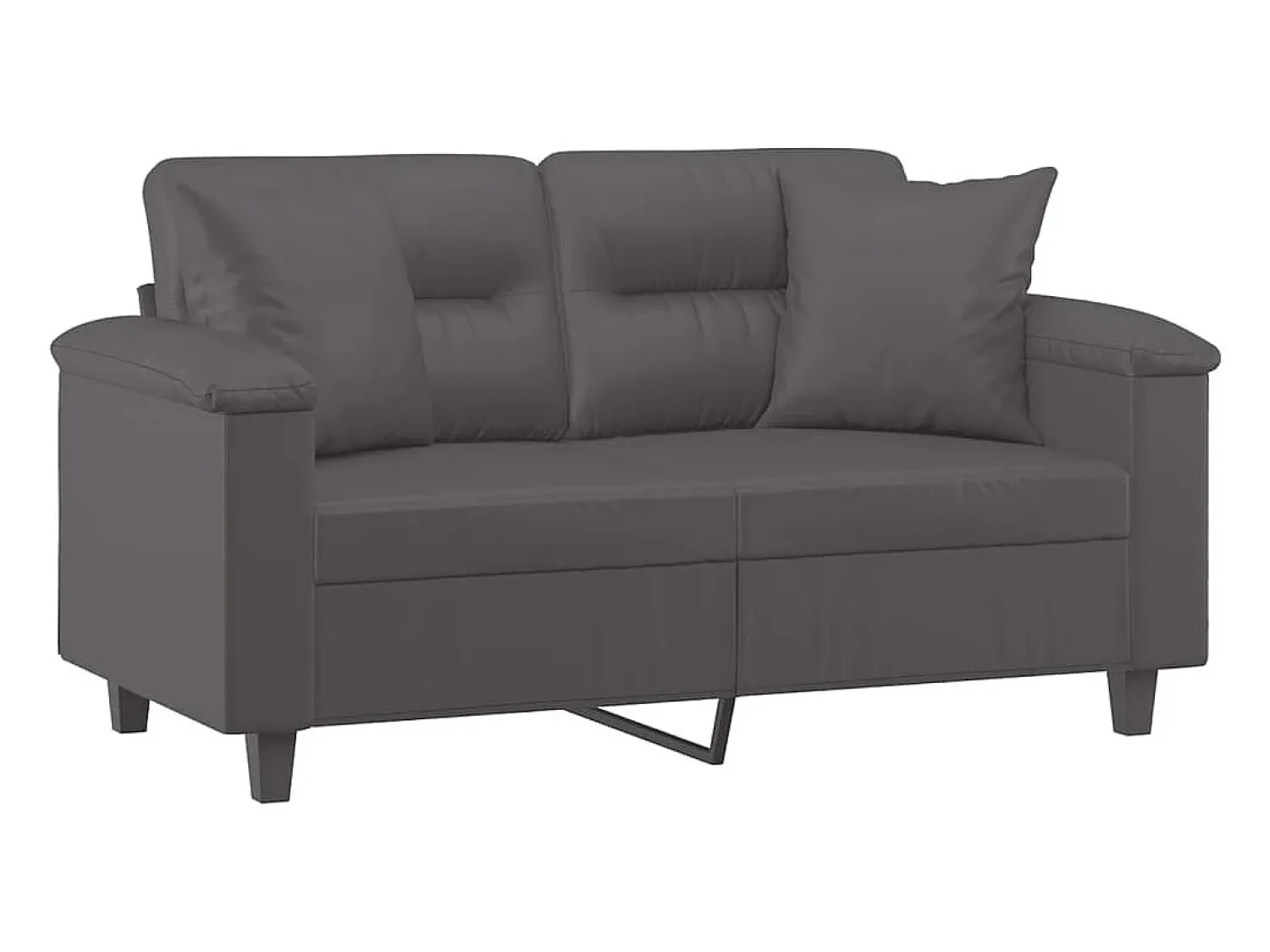 Sofá* Sofá 2 lugares + almofadas decorativas 120cm couro artif. cinza PT716429 Cinzento