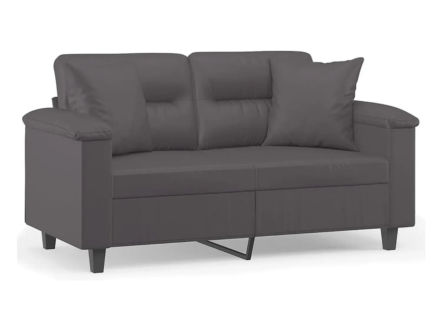 Sofá* Sofá 2 lugares + almofadas decorativas 120cm couro artif. cinza PT716429 Cinzento