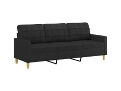 New Sofá 3 lugares + almofadas decorativas 180 cm tecido PT263629 Preto