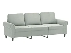 Sale Sofá 3 lugares + almofadas decorativas 180cm veludo cinza-claro PT754436 Cinzento claro