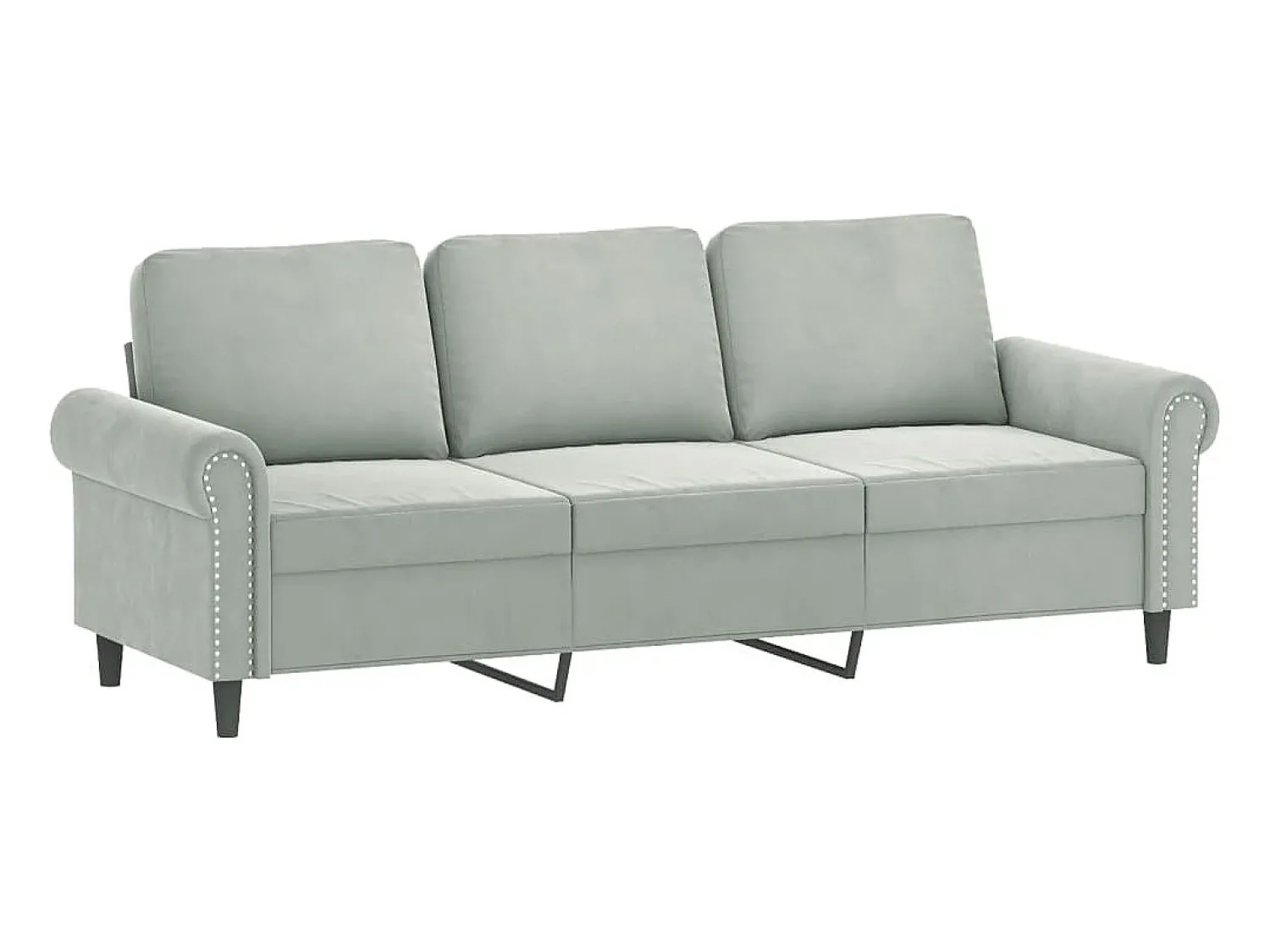 Sale Sofá 3 lugares + almofadas decorativas 180cm veludo cinza-claro PT754436 Cinzento claro