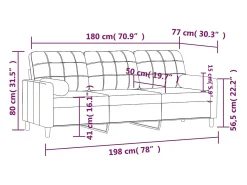 Hot vidaxl Sofá 3 lugares + almofadas decoração 180cm tecido -claro Amarelo