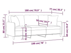 Discount vidaxl Sofá 3 lugares + almofadas decorativas 180 cm tecido Castanho