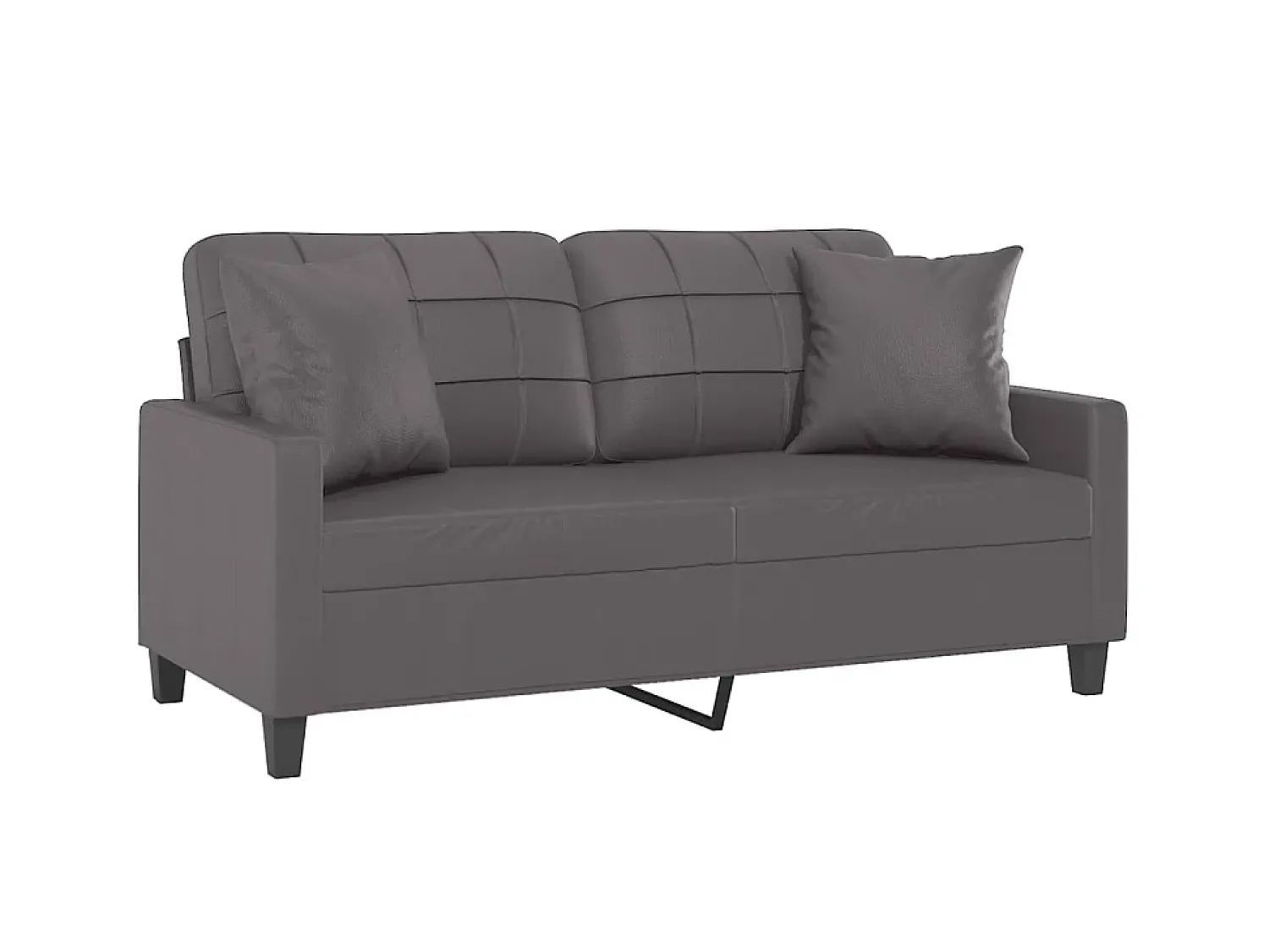 Sofá* Sofá 2 lugares + almofadas decorativas 140cm couro artif. cinza PT554061 Cinzento