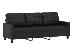Sofá* Sofá 3 lugares + almofadas decoração 180 cm couro artif. PT367681 Preto