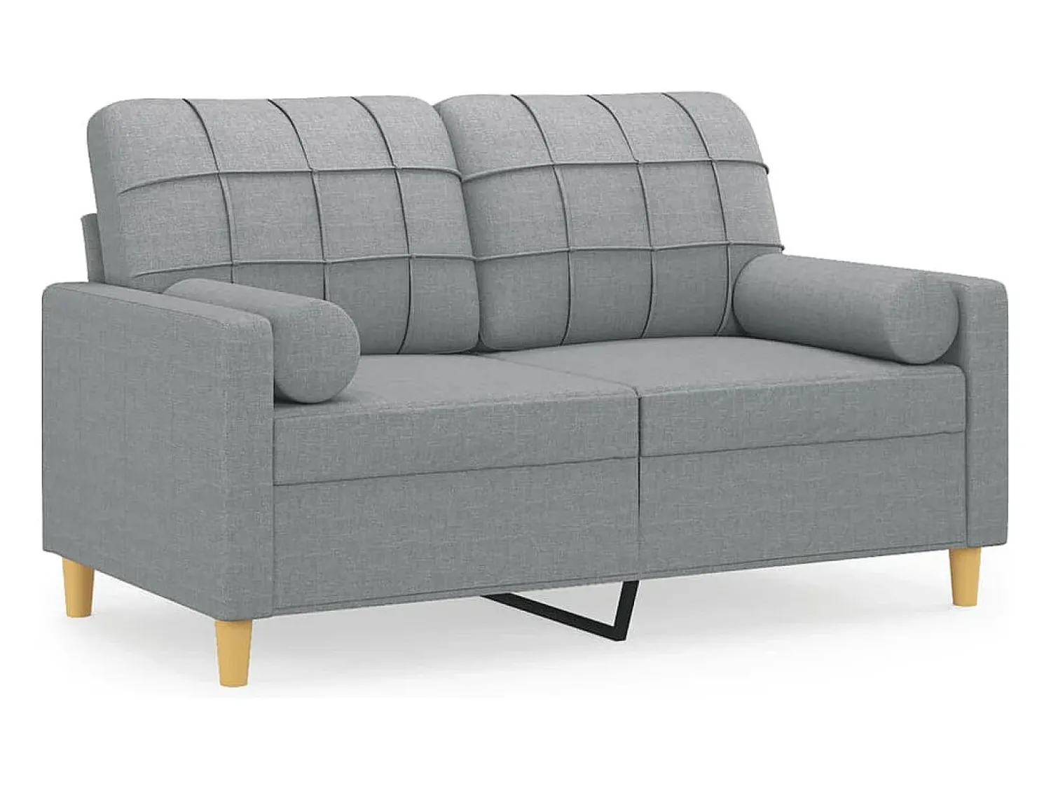 vidaxl Sofá 2 lugares + almofadas decorativas 120cm tecido cinza-claro^ Sofá