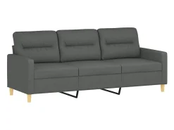 Sofá 3 lugares + almofadas decoração 180 cm tecido cinza-escuro PT421814^ Sofá