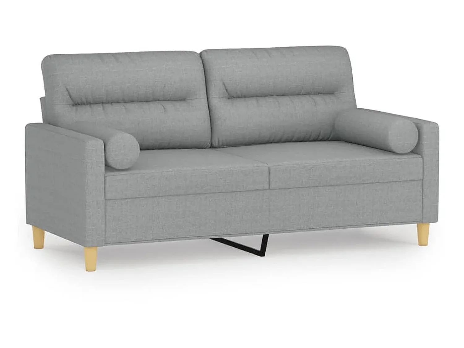 Outlet Sofá 2 lugares + almofadas decorativas 140cm tecido cinza-claro PT209938 Cinzento