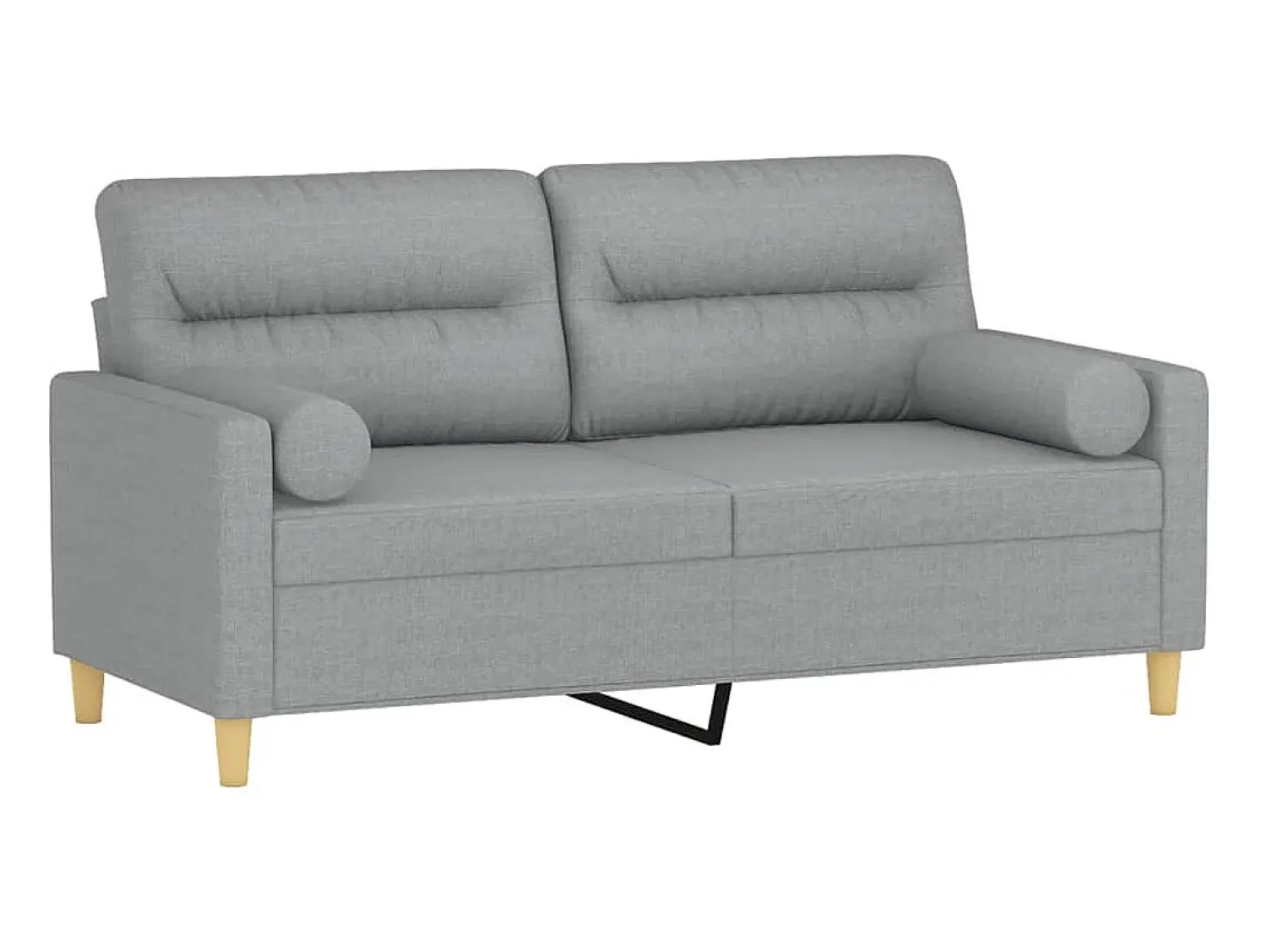 Outlet Sofá 2 lugares + almofadas decorativas 140cm tecido cinza-claro PT209938 Cinzento