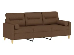 Sofá| Sofá 3 lugares + almofadas decorativas 180 cm tecido PT461576 Castanho