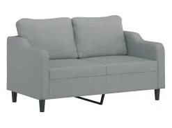 Sofá 2 lugares + almofadas decorativas 140cm tecido cinza-claro PT723745^ Sofá