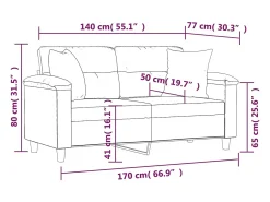 vidaxl Sofá 2 lugares + almofadas decoração 140 cm couro artif.^ Sofá