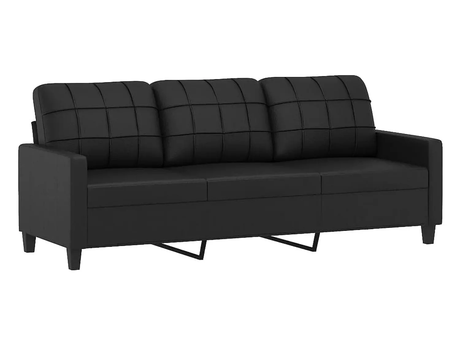 Sofá|vidaxl Sofá 3 lugares + almofadas decoração 180 cm couro artif. Preto