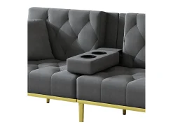 Sofá*ModernLuxe Sofá 2 lugares - com função relax - três posições de inclinação ajustáveis - porta-copos incluído - cinza Cinzento