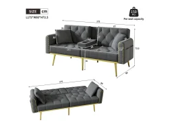 Sofá*ModernLuxe Sofá 2 lugares - com função relax - três posições de inclinação ajustáveis - porta-copos incluído - cinza Cinzento