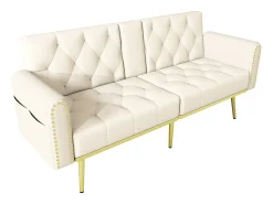 Sofá*ModernLuxe Sofá 2 lugares - com função relax - três posições de inclinação ajustáveis - porta-copos incluído - Bege