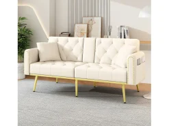 Sofá*ModernLuxe Sofá 2 lugares - com função relax - três posições de inclinação ajustáveis - porta-copos incluído - Bege