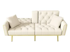 Sofá*ModernLuxe Sofá 2 lugares - com função relax - três posições de inclinação ajustáveis - porta-copos incluído - Bege
