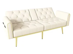 Sofá*ModernLuxe Sofá 2 lugares - com função relax - três posições de inclinação ajustáveis - porta-copos incluído - Bege