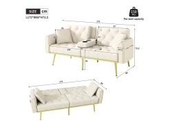 Sofá*ModernLuxe Sofá 2 lugares - com função relax - três posições de inclinação ajustáveis - porta-copos incluído - Bege