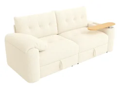 Sofá|ModernLuxe Sofá 3 lugares - con espaço de armazenamento - con apoio de cabeça e mesinha lateral integrada - Bege