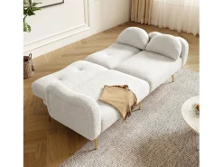 ModernLuxe Sofá 2 lugares - Encosto ajustável - Pés de metal banhado a ouro -^ Sofá