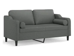 Sale Sofá 2 lugares +almofadas decorativas 140cm tecido cinza-escuro PT834297 Cinzento