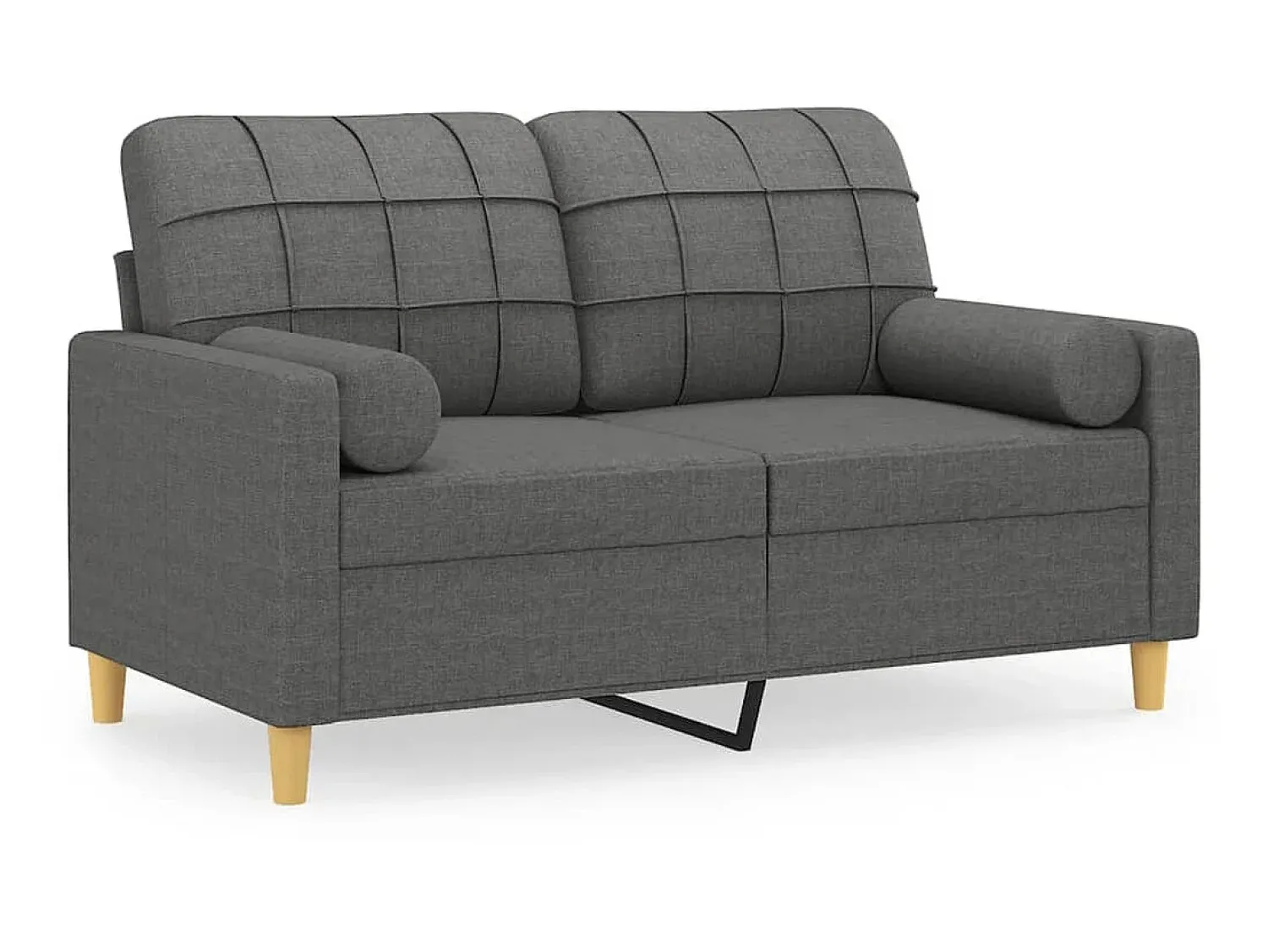 Sofá* Sofá 2 lugares +almofadas decorativas 120cm tecido cinza-escuro PT920571 Cinzento