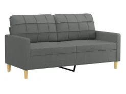 Sofá 2 lugares +almofadas decorativas 140cm tecido cinza-escuro PT129378^ Sofá